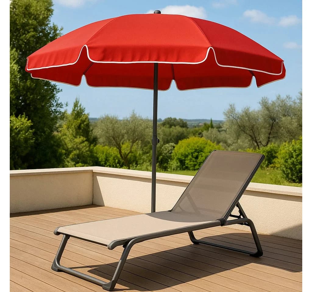 Trend Line Sonnenschirm Rot Ø 180 cm mit Knickgelenk - Bild 4