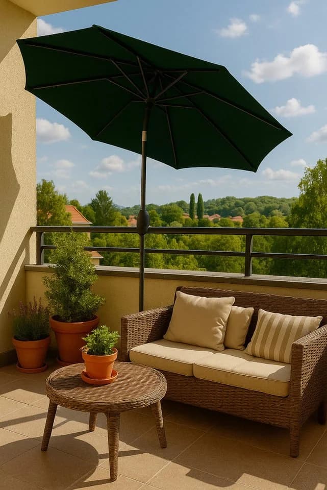 Primaster Sonnenschirm Ingenio dunkelgrün mit Kurbel und Knickgelenk