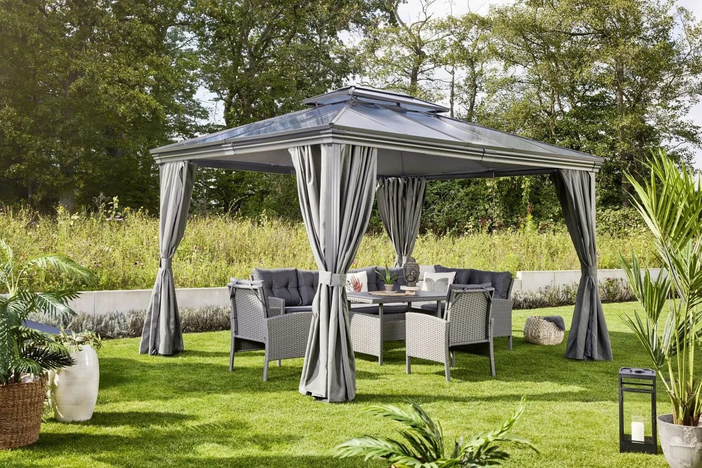 Primaster Pavillon Manhattan Anthrazit mit Polycarbonatdach
