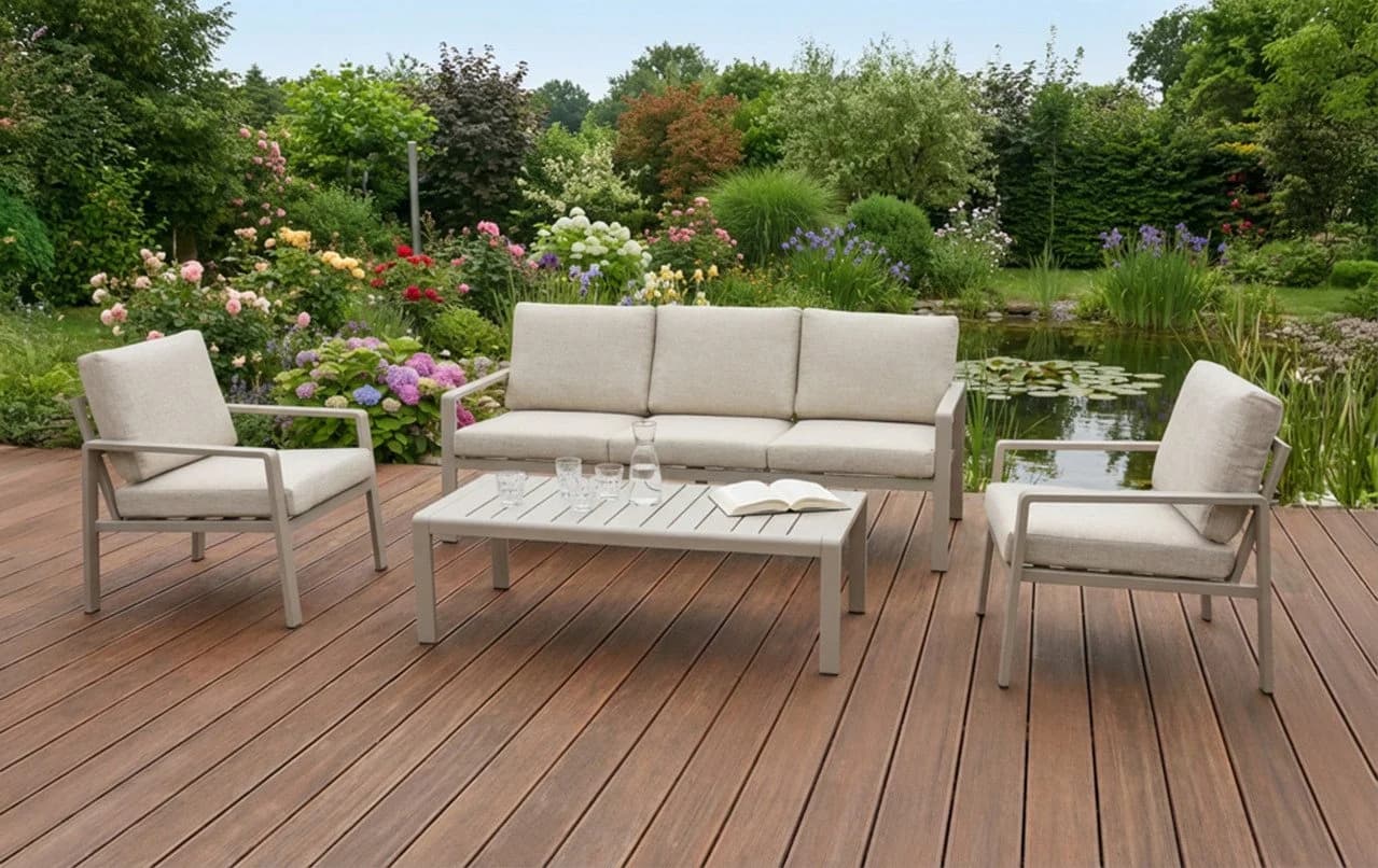 Primaster Gartenmöbel-Set Lucca Aluminium Beige 4-teilig - Bild 2