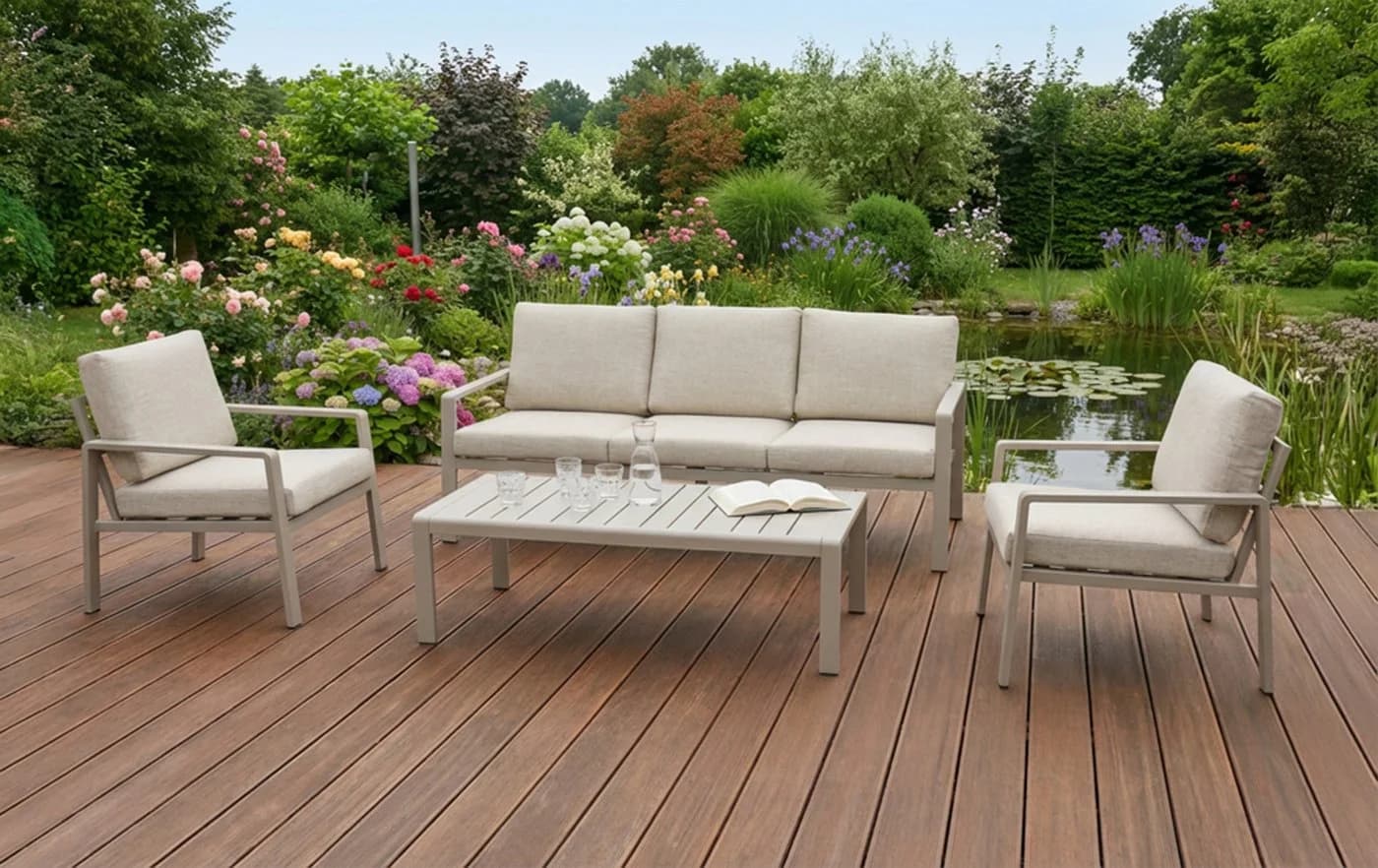 Primaster Gartenmöbel-Set Lucca Aluminium Beige 4-teilig - Bild 3