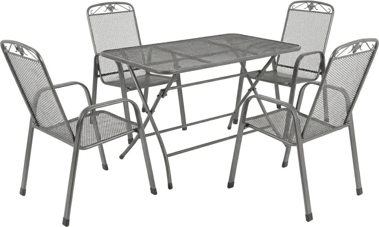 MWH Garten-Essgruppe Caffe Latte 2.0 4-tlg. Grau Streckmetall - Bild 2