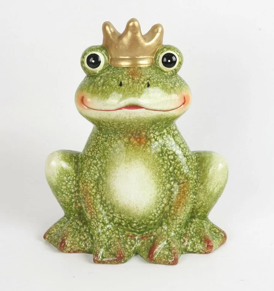 Trend Line Gartenfigur Keramik Frosch mit Krone