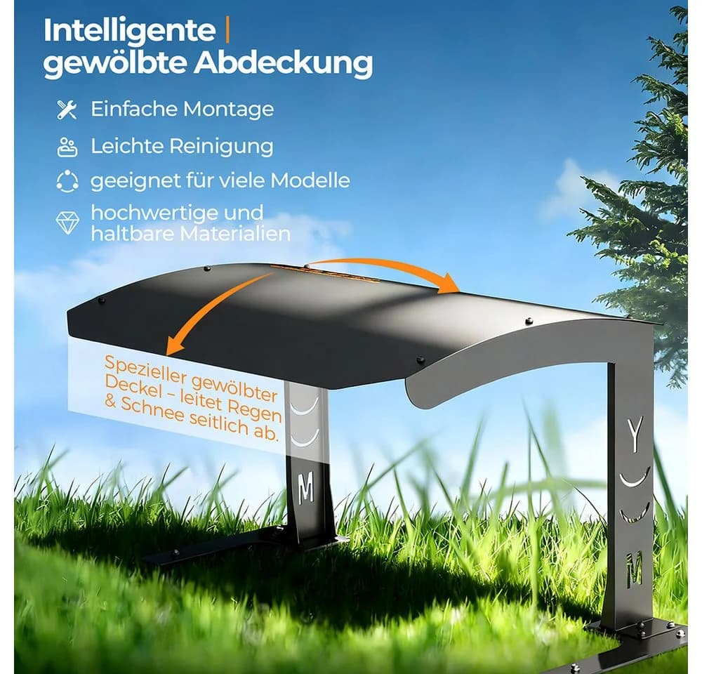 PFCTART Mähroboter-Garage Metall Schwarz Bogendach - Bild 3