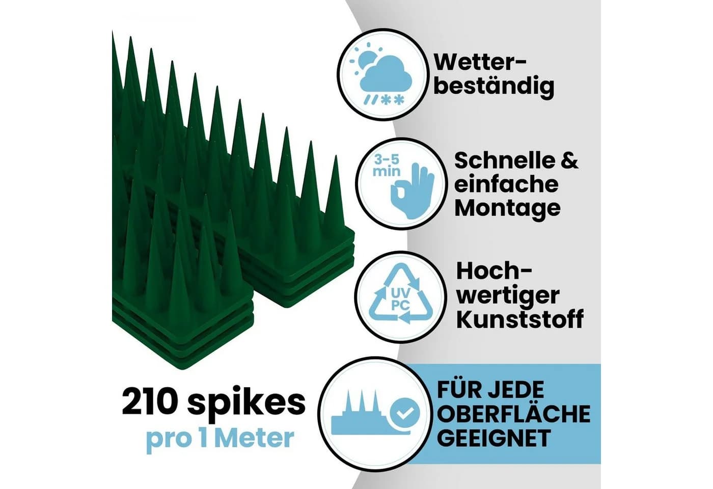 KONZEPT Taubenabwehr Spikes UV-beständig 6er Set 3m - Bild 3