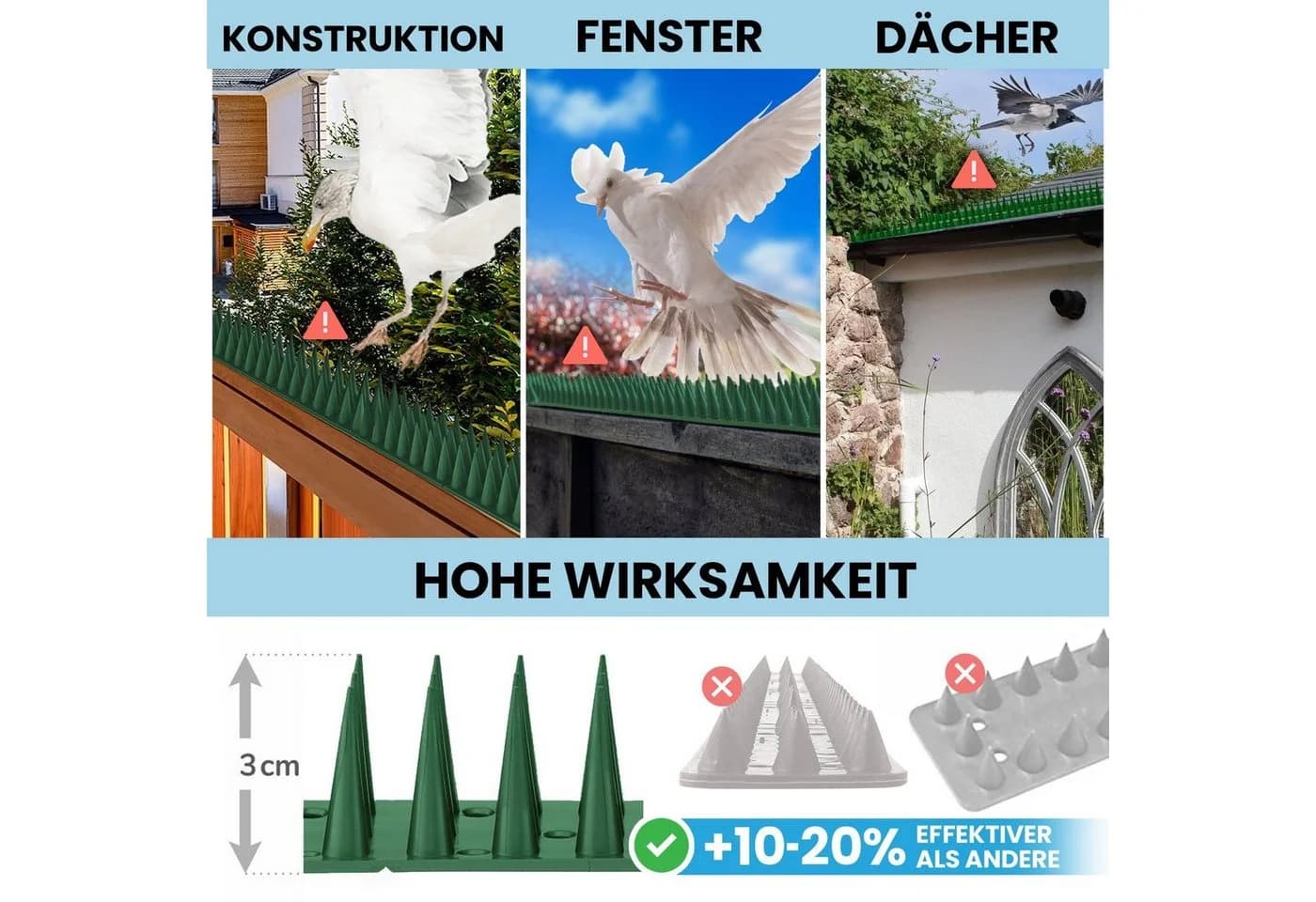 KONZEPT Taubenabwehr Spikes UV-beständig 6er Set 3m - Bild 4
