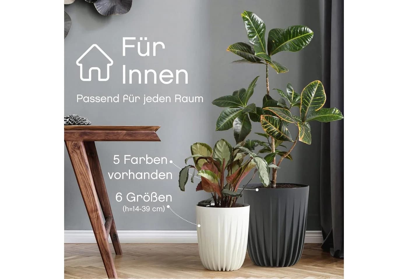 KONZEPT Blumentopf Schwarz mit Drainagesystem für Balkon und Garten - Bild 4