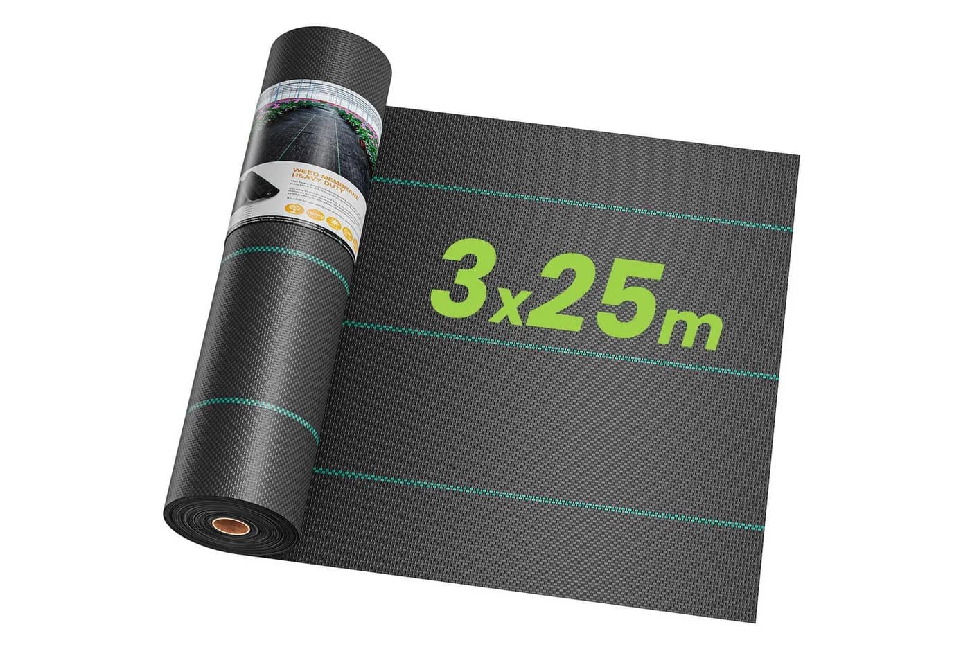OUNUO Unkrautvlies 90g/m² Schwarz 3x25m Rolle - Bild 2