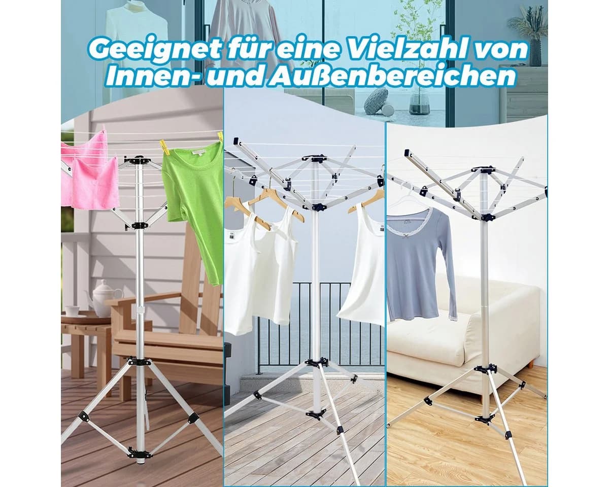 PFCTART Kleiderständer Faltbare Wäschespinne 15 m Leinenlänge Aluminium - Bild 5