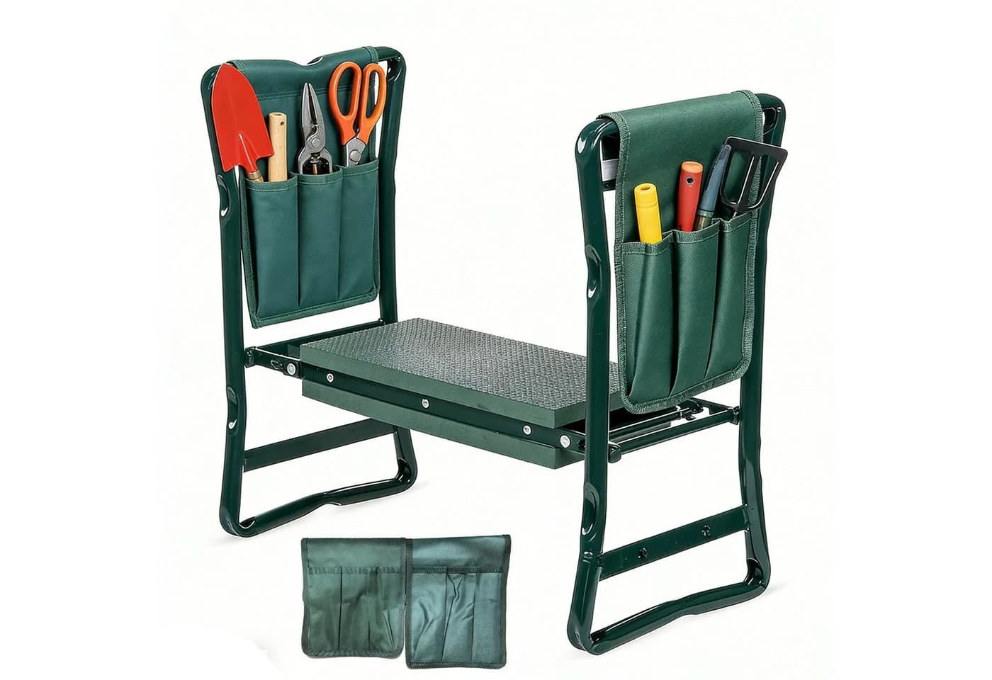PFCTART Klappbare Gartenkniebank mit EVA-Polster und Werkzeugtaschen - Bild 2