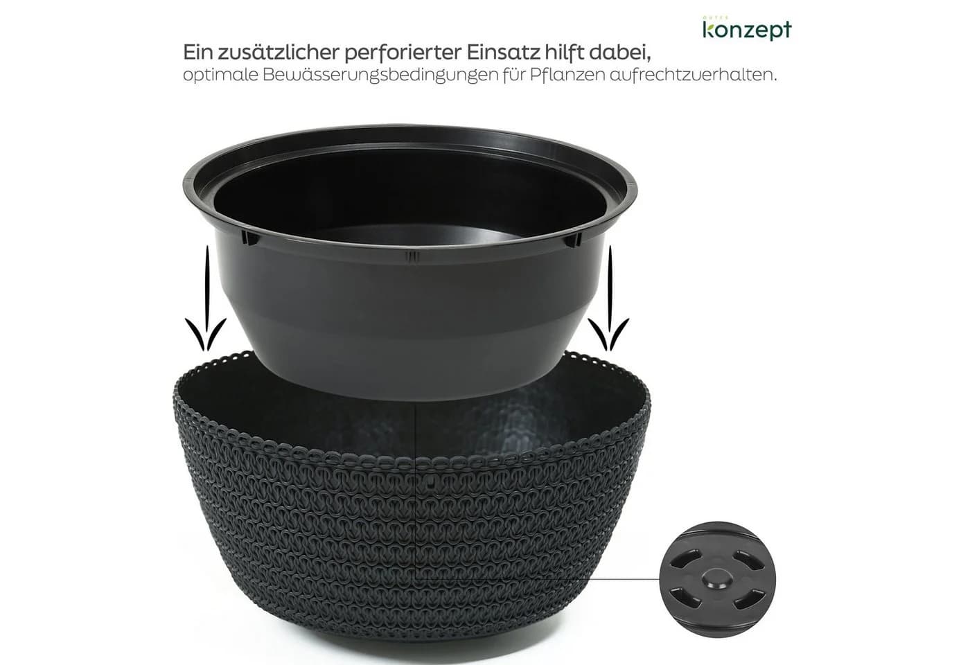 KONZEPT Blumenampel Hängend 30 cm Grau Anthrazit Weiß - Bild 5