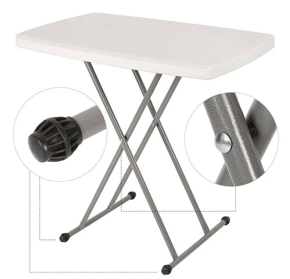 JEOBEST Klapptisch Outdoor Tisch Campingtisch Gartentisch Esstisch 75x50 cm Verstellbare Höhe Wetterfest Metall Weiß - Bild 5