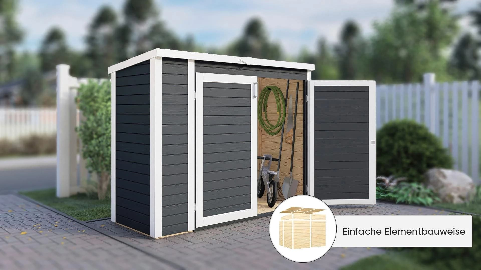 Konifera Mülltonnenbox Gartenschrank Anthrazit