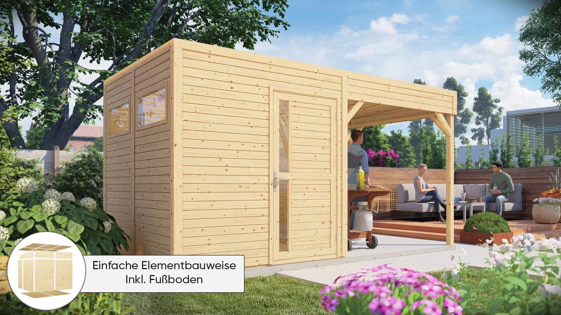 Gartenhaus KONIFERA Cubus 2 Lounge Massivholz