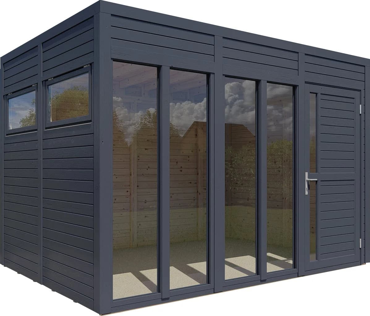 BERTILO Cubus 3 Office Gartenhaus Anthrazit Massivholz Flachdach