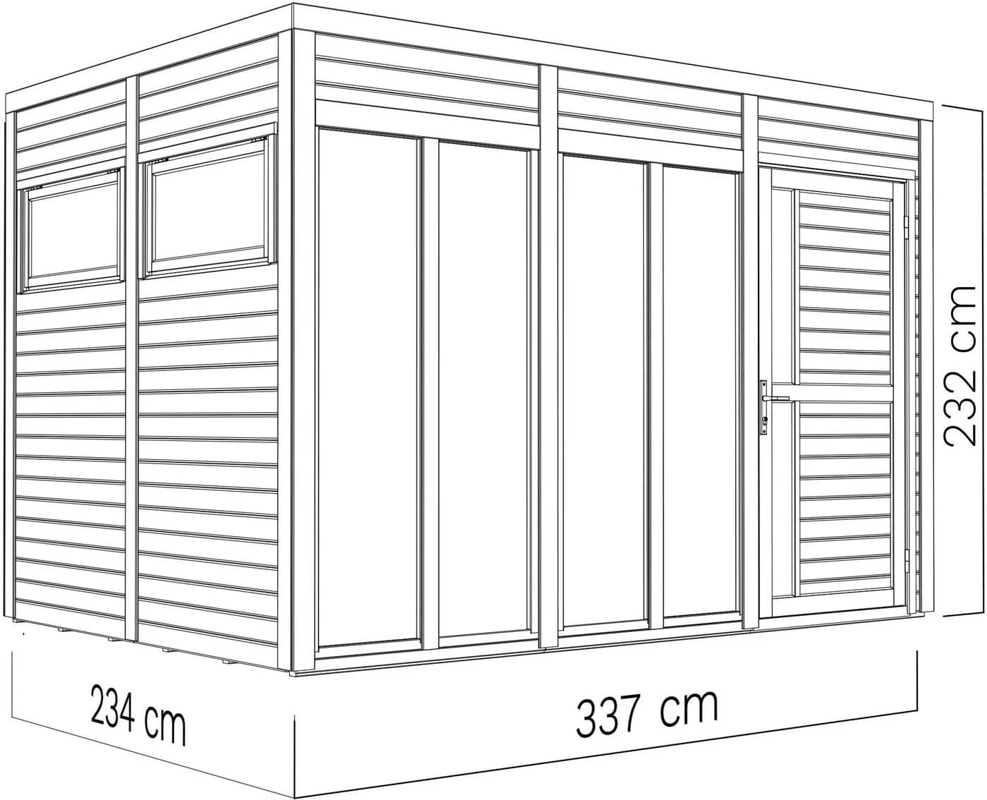 BERTILO Cubus 3 Office Gartenhaus Anthrazit Massivholz Flachdach - Bild 5