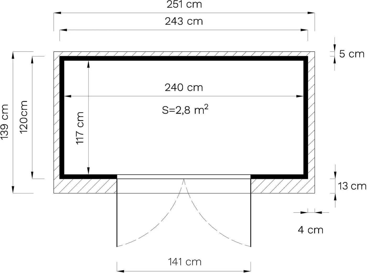 Gartenhaus BERTILO Einfach 2 Beigegrau Massivholz mit Fußboden - Bild 5
