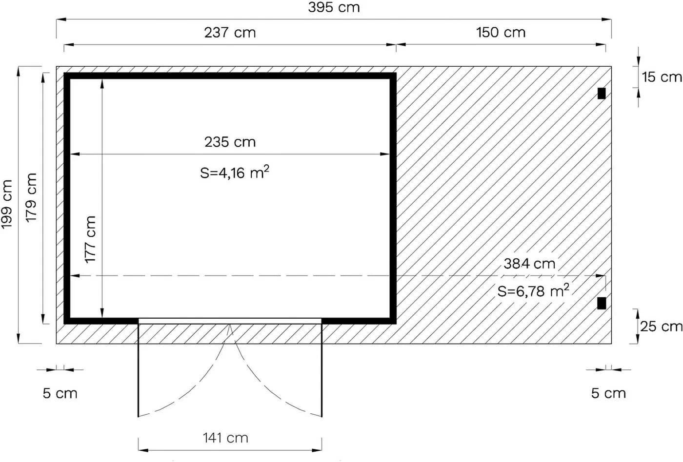 Gartenhaus BERTILO Einfach 3 Plus Beigegrau Massivholz - Bild 5