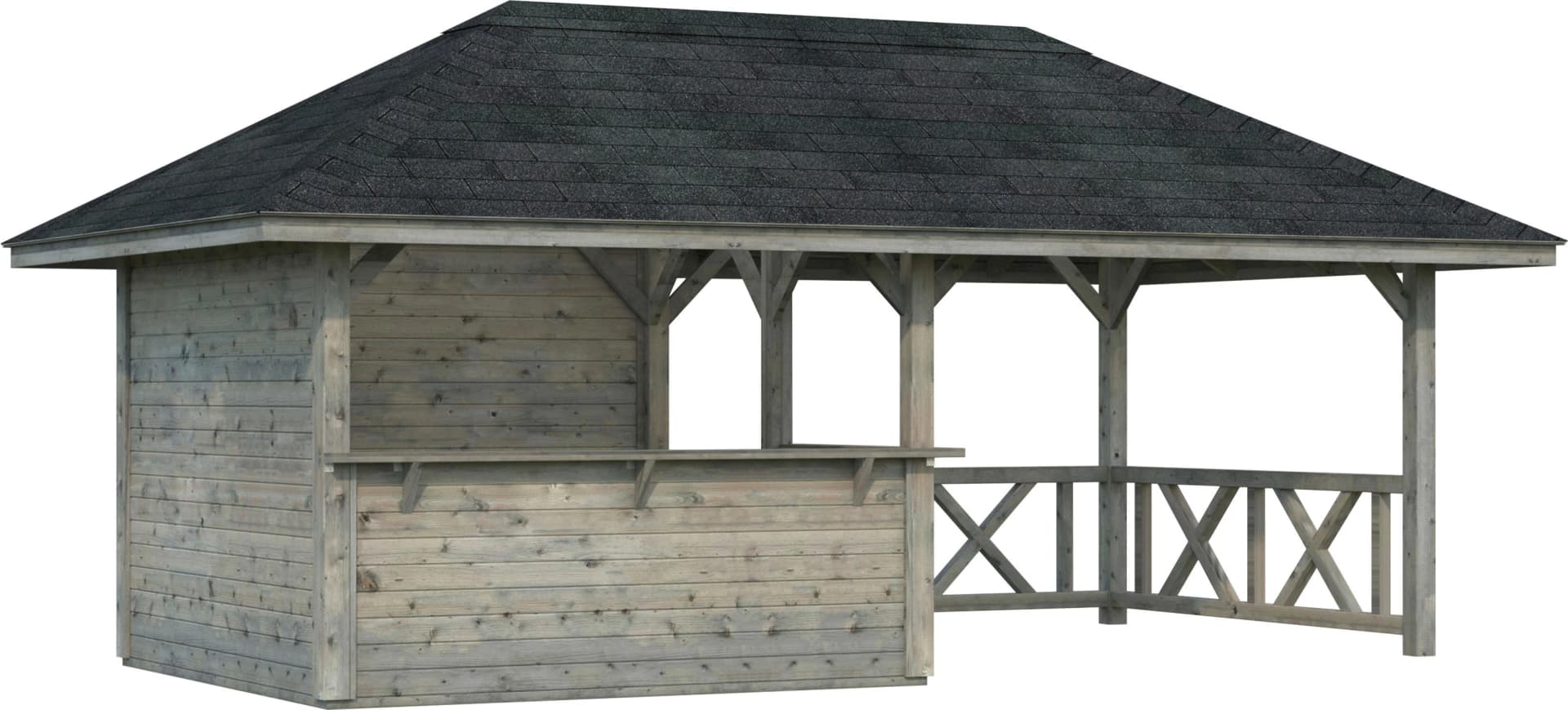 PALMAKO Holzpavillon Bianca 16,6 m² grau Massivholz