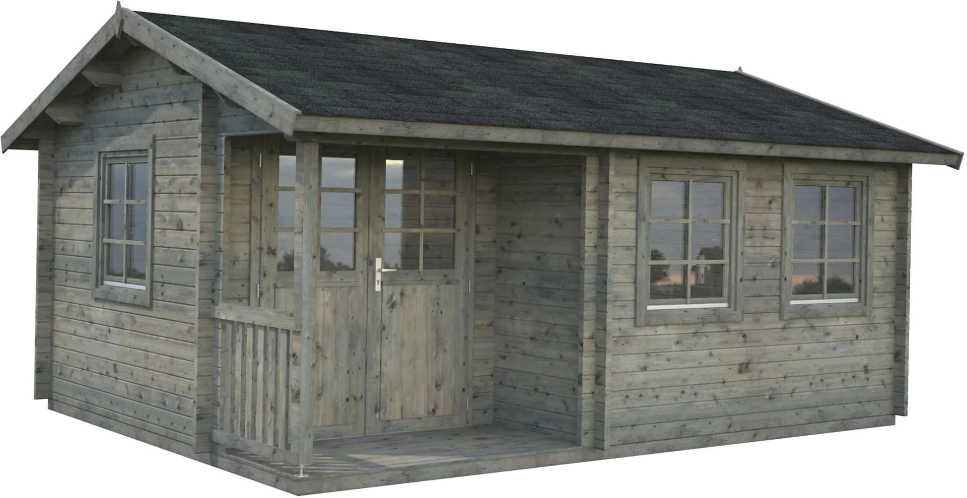 Gartenhaus PALMAKO Susanna Grau Massivholz Blockbohlensystem