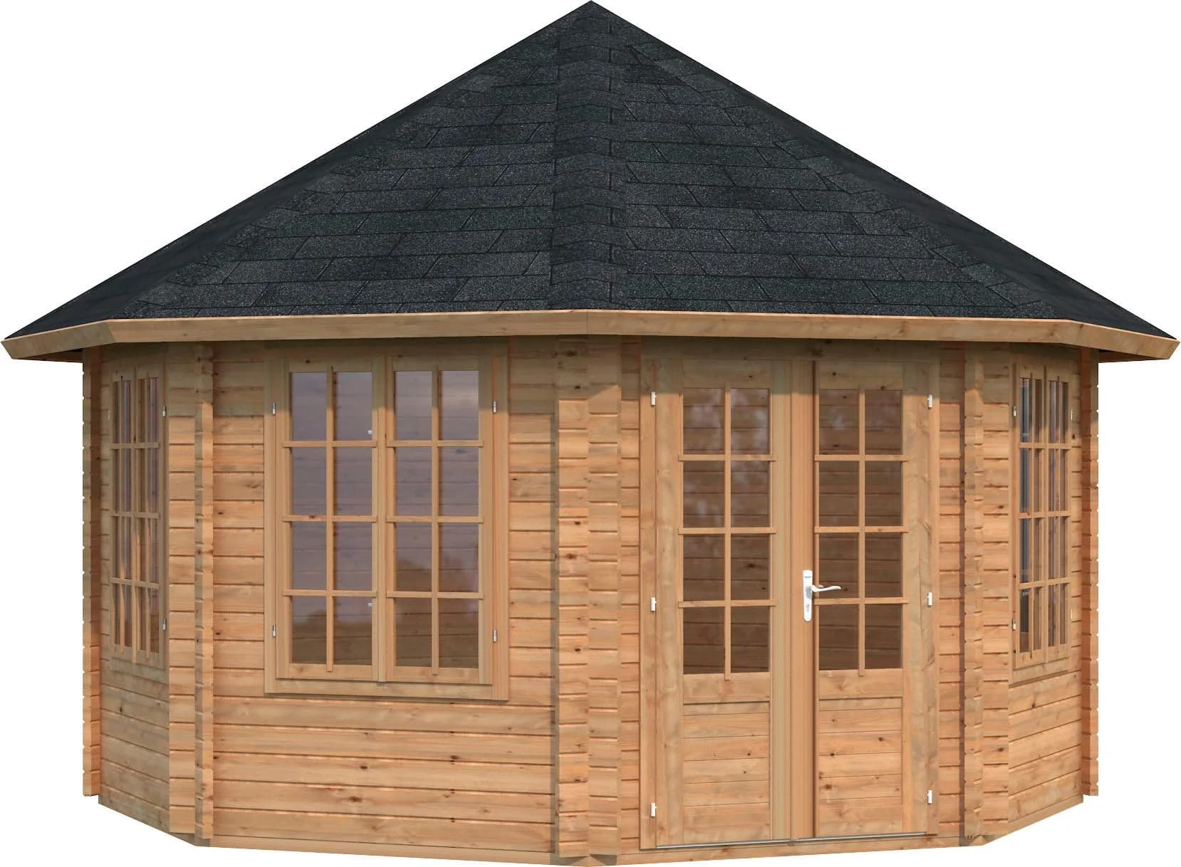 Palmako Pavillon Hanna Gartenhaus 14,1 m² Massivholz Hellbraun