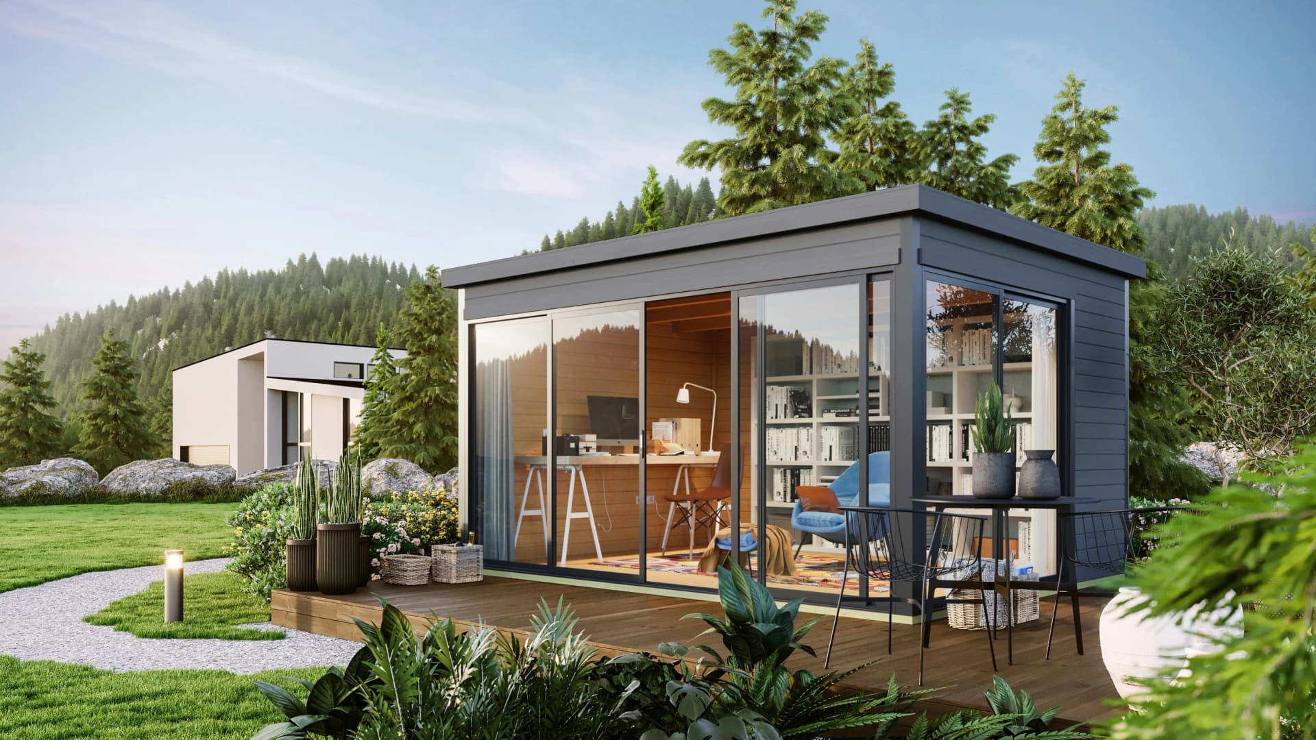 Lasita Maja Gartenhaus DOMEO 4 Carbongrau Doppelverglasung