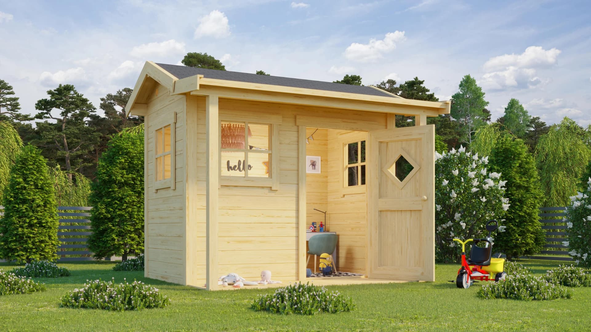 Spielhaus NORDIC HOLZ PINGO beige 200x120x188cm