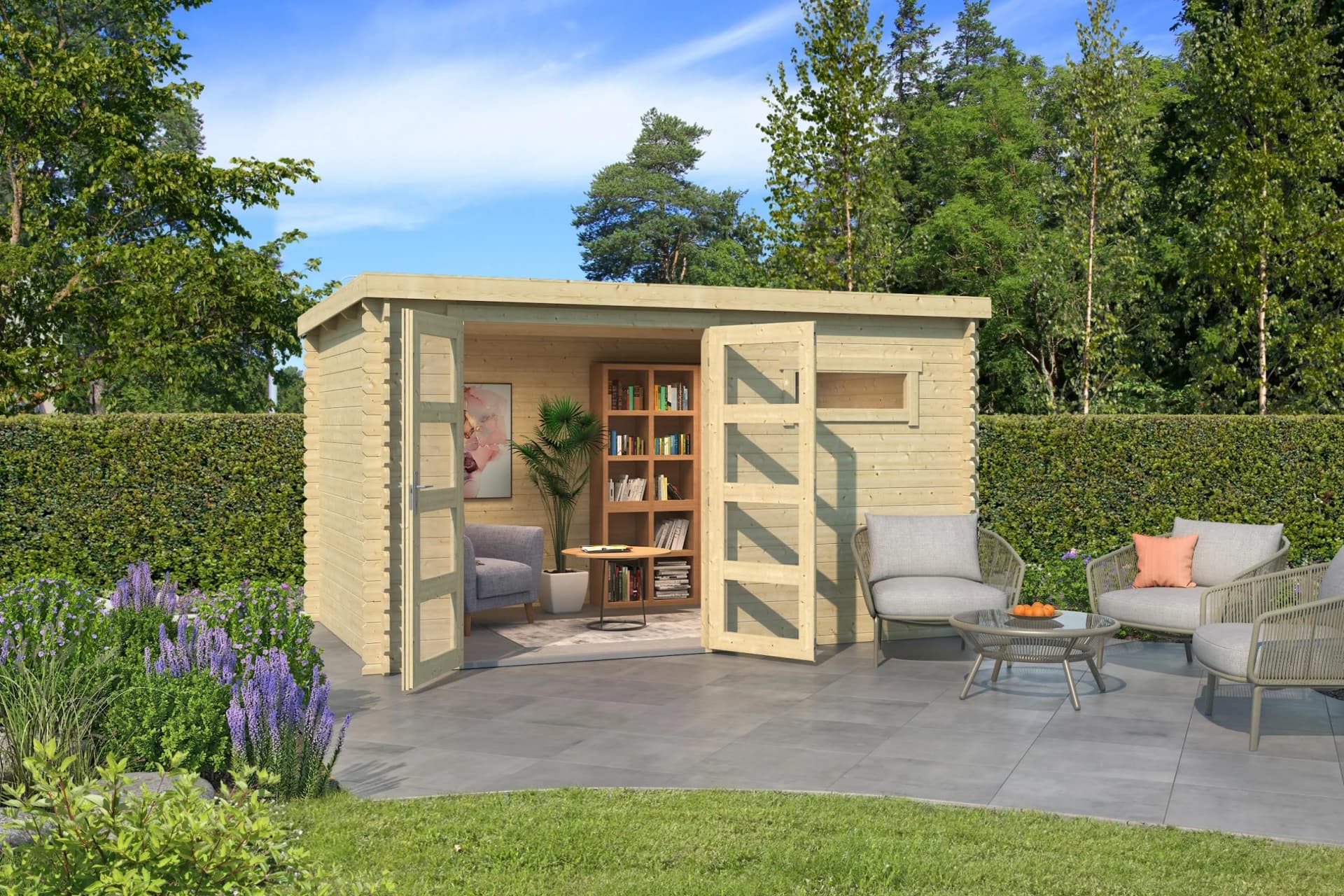 Lasita Maja Gartenhaus Augusta Blockbohlenhaus 28mm