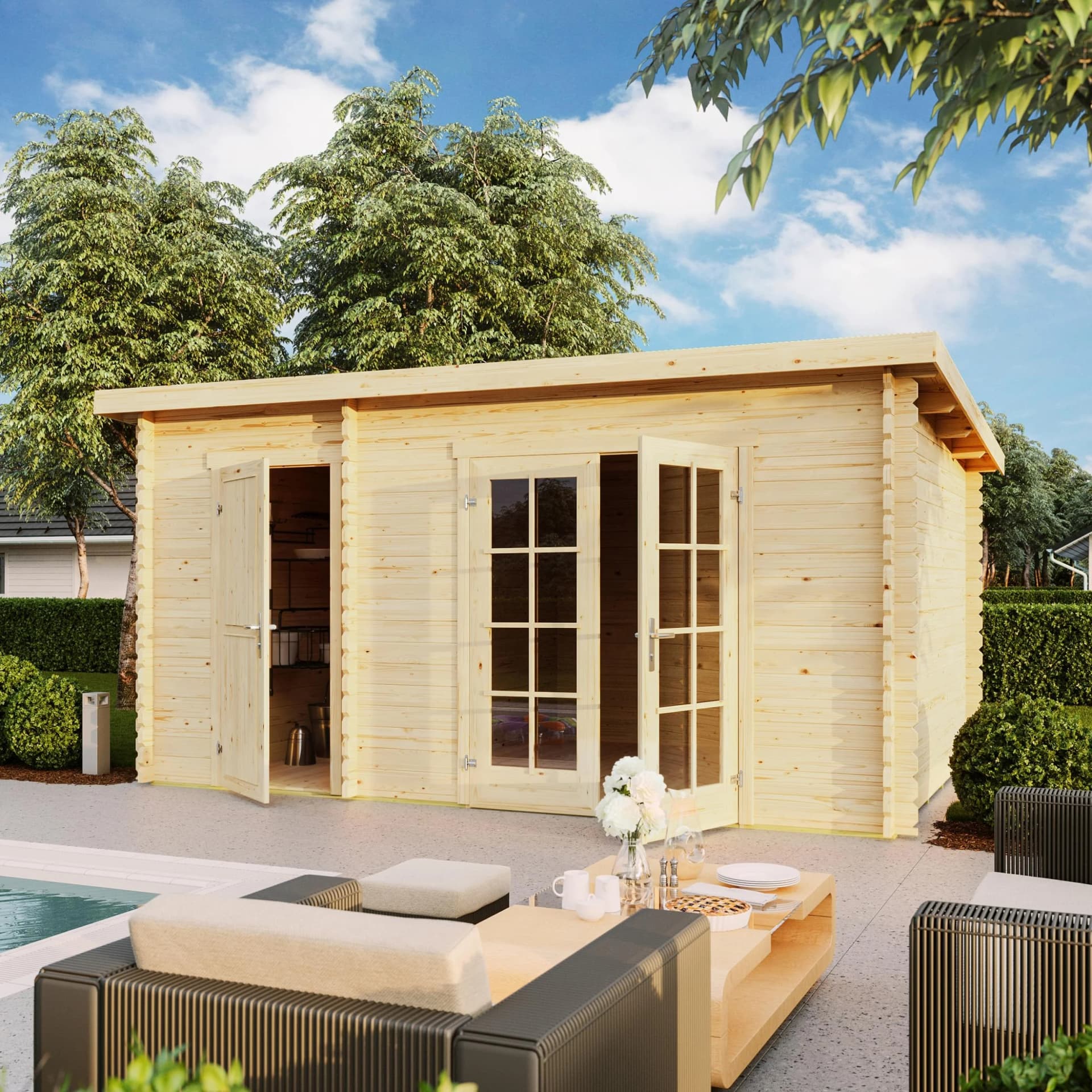 Lasita Maja Gartenhaus Belmont 2 Blockbohlensystem