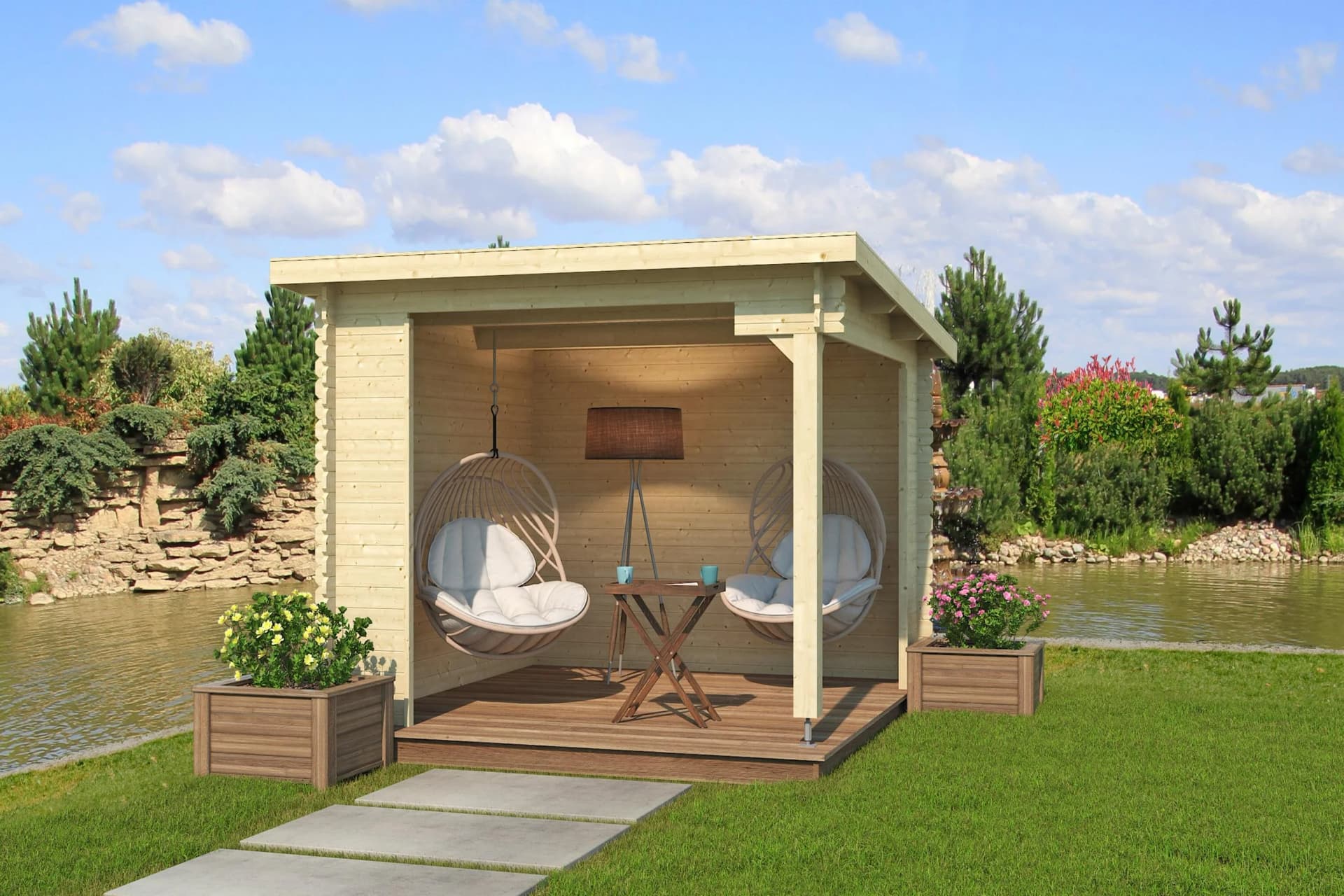 Gartenhaus aus Holzwerkstoff und Fichte, naturbelassen