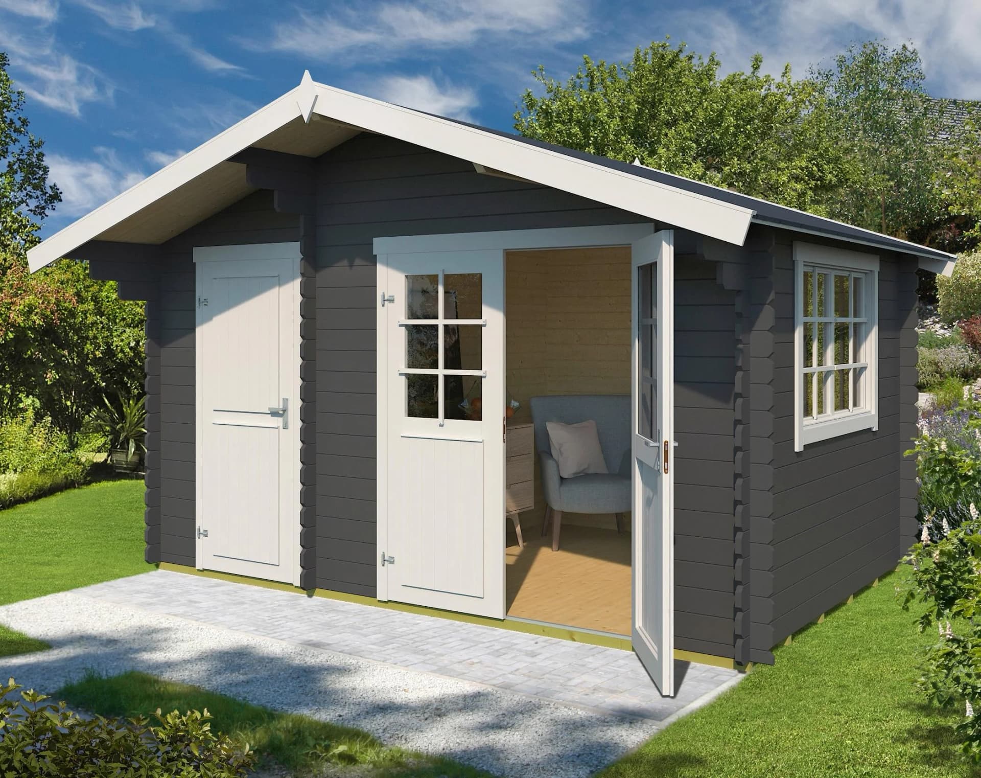 Lasita Maja Gartenhaus Belmont 1 Carbongrau Blockbohlensystem