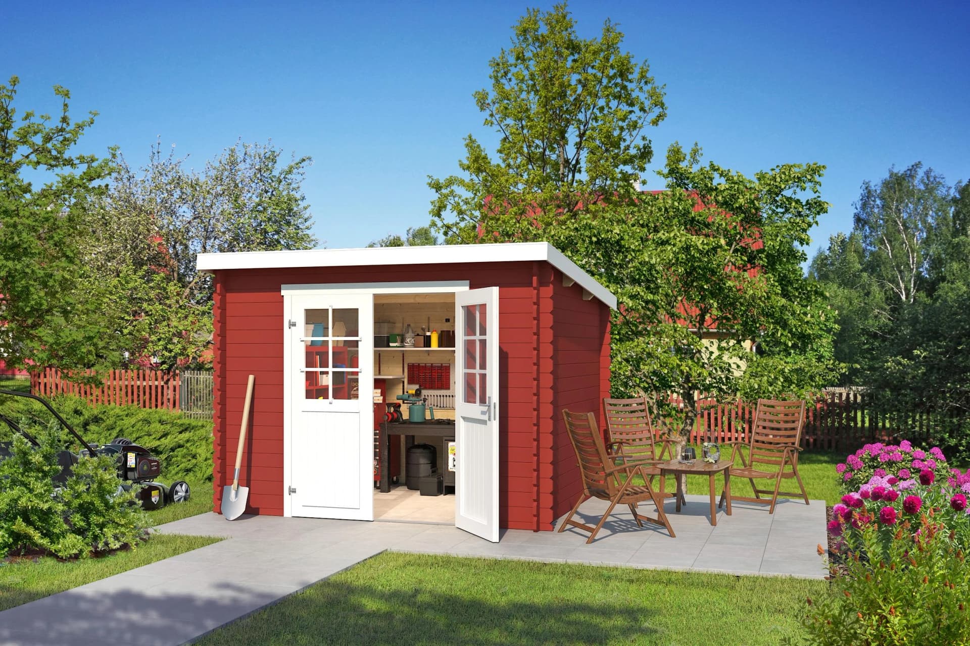 Gartenhaus Blockbohlenhaus Schwedenrot