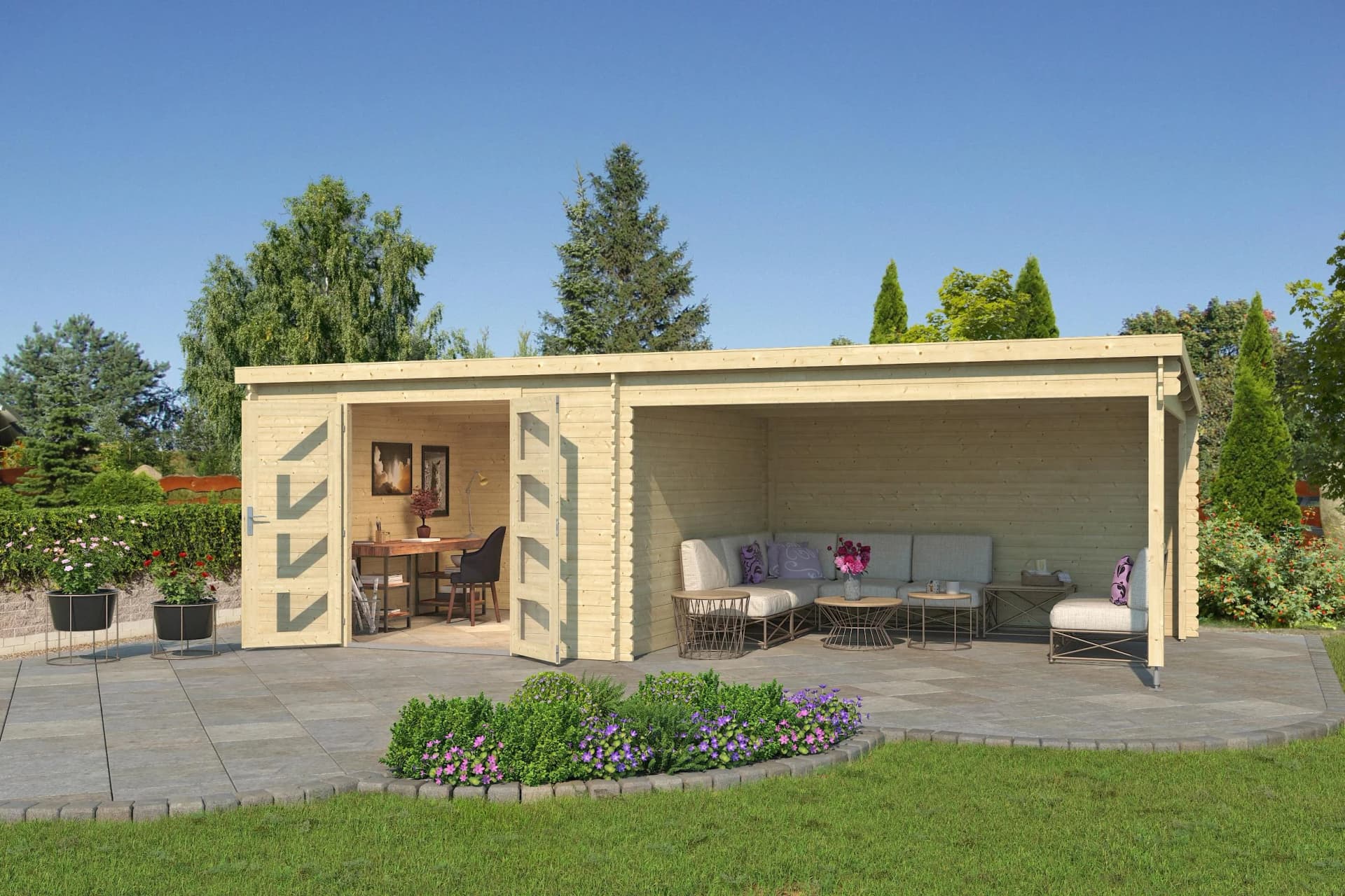Gartenhaus New Orleans aus Holzwerkstoff und Fichte