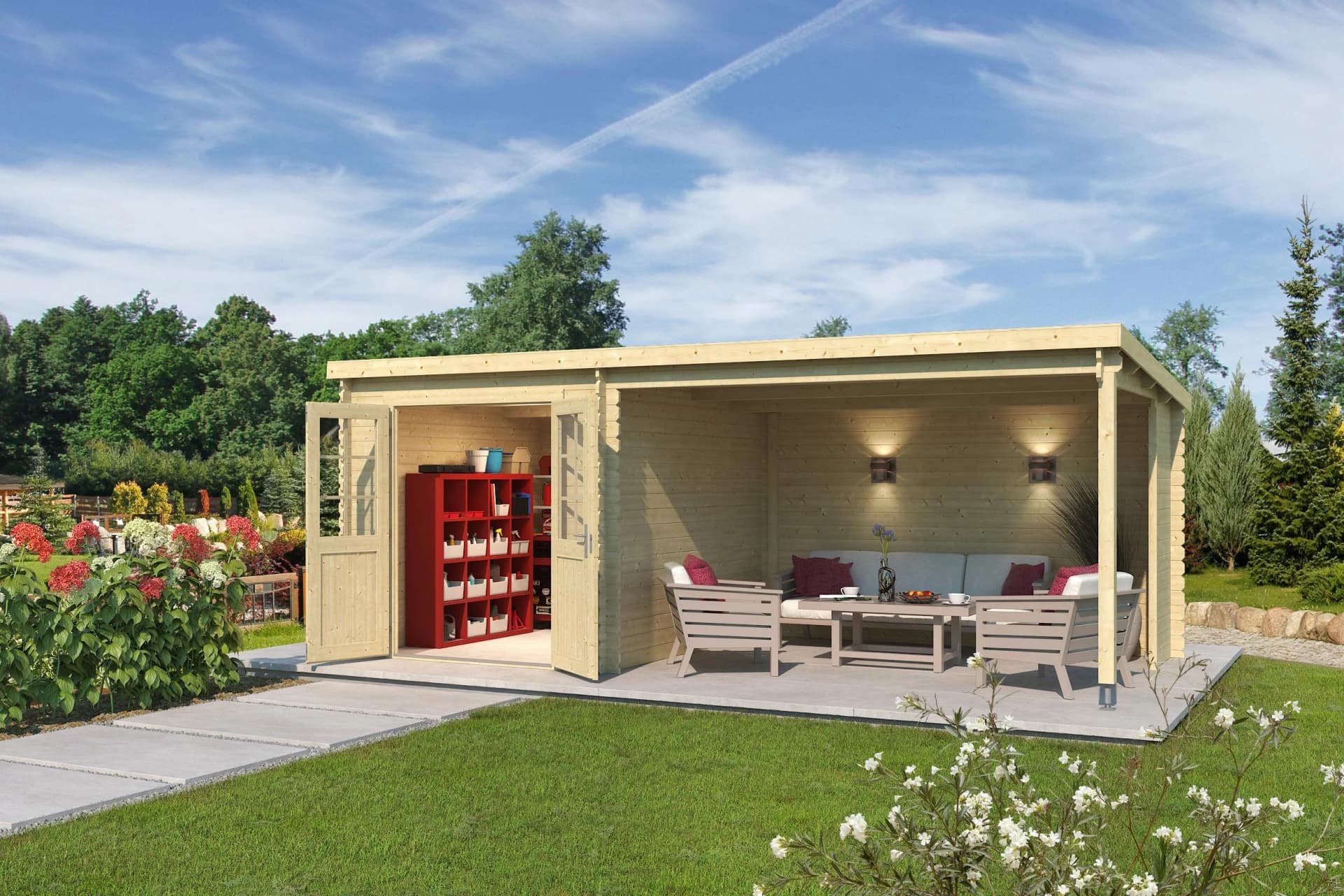 Gartenhaus aus Holzwerkstoff und Fichte, naturbelassen, beige