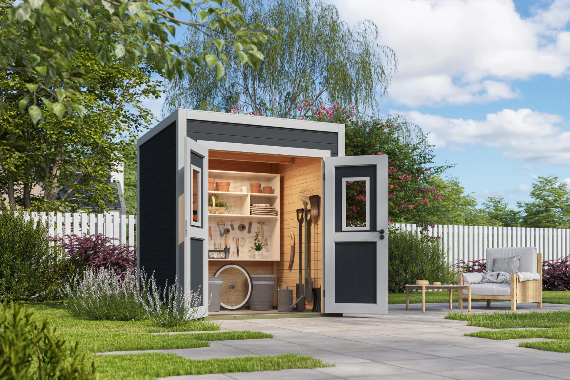 Gartenhaus NORDIC HOLZ Felix 1 Carbongrau Massivholz