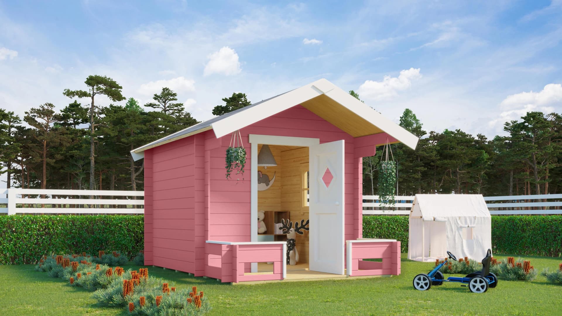 Nordic Holz Spielhaus Pinocchio Rosa