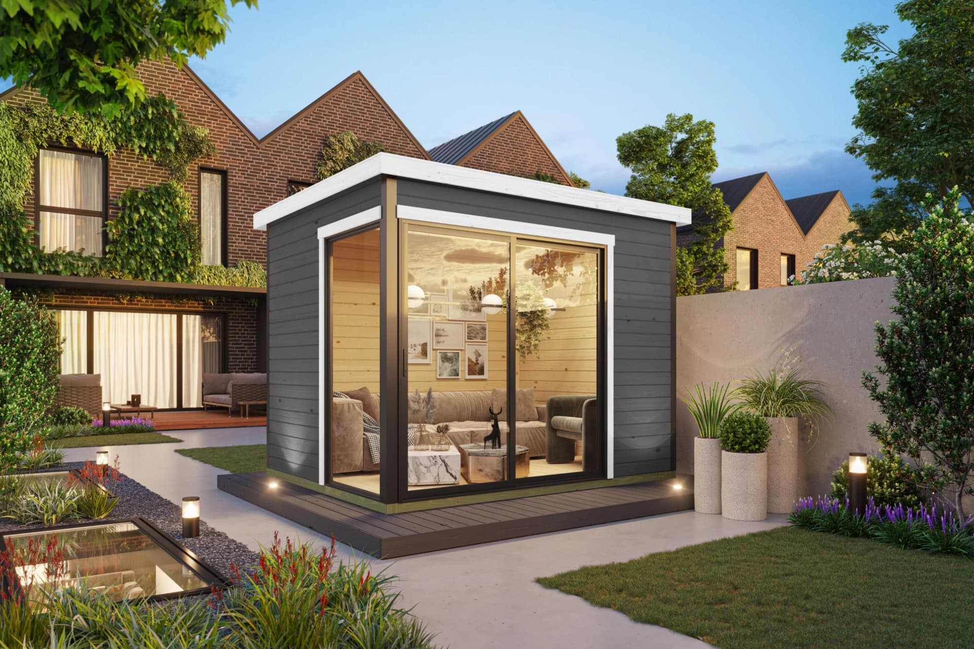 Gartenhaus NORDIC HOLZ "AUSTIN 1" Carbongrau Massivholz