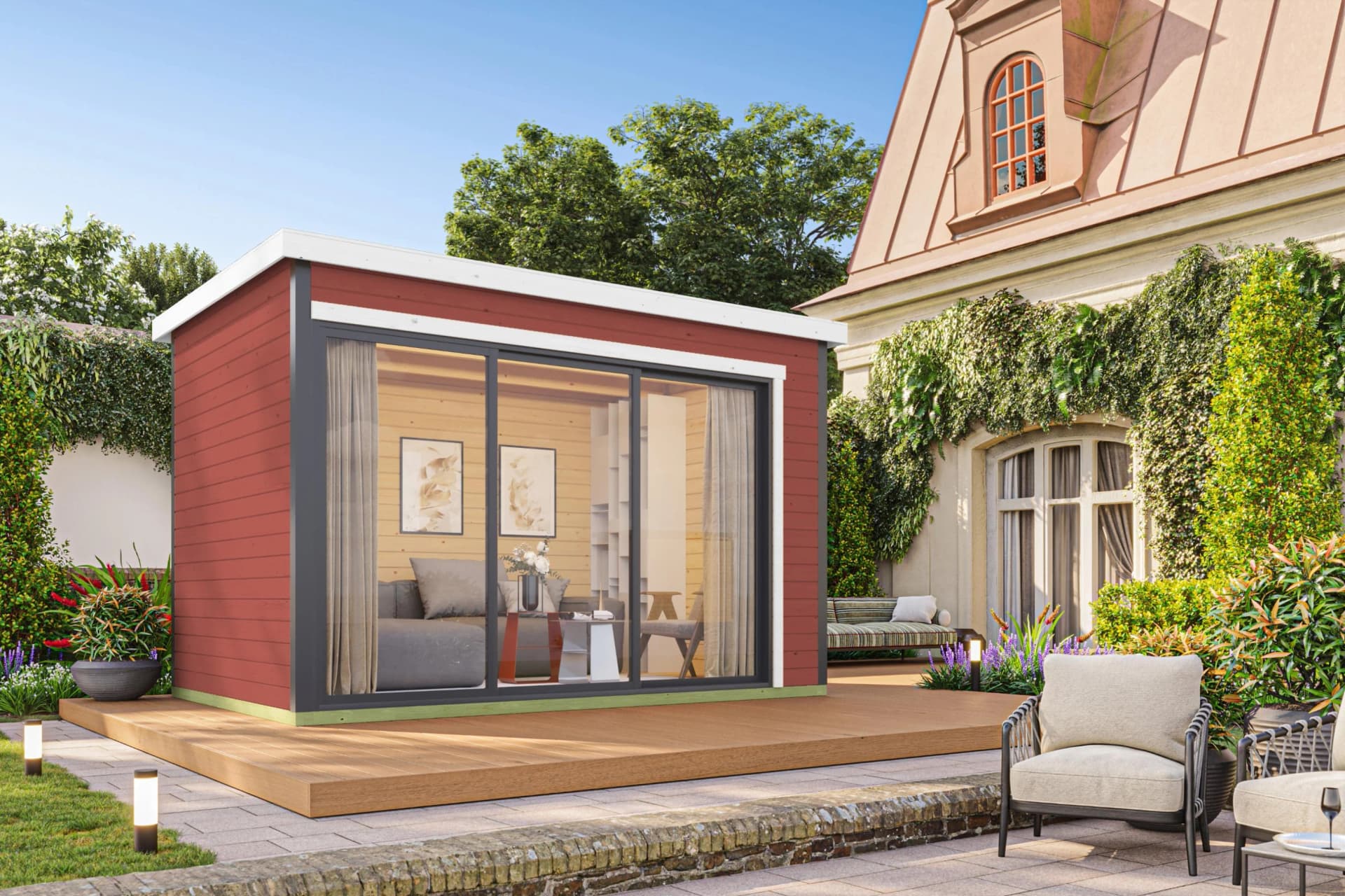 Gartenhaus NORDIC HOLZ "AUSTIN 3" Schwedenrot Massivholz