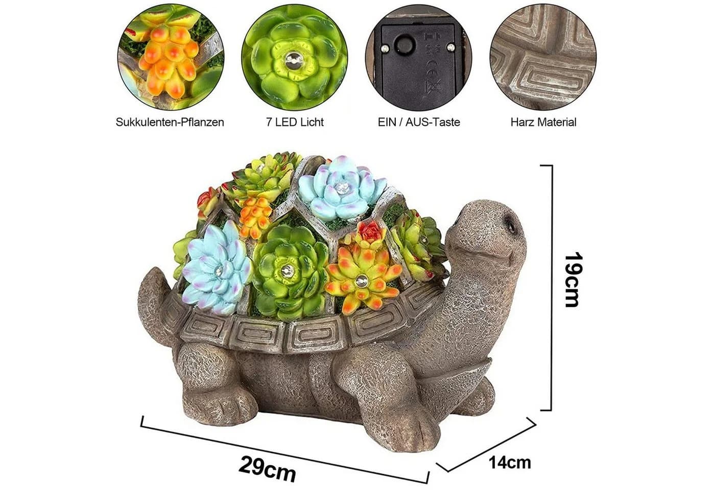 feinlux Solar Gartenfigur Eichhörnchen/Schildkröte mit LED-Beleuchtung
