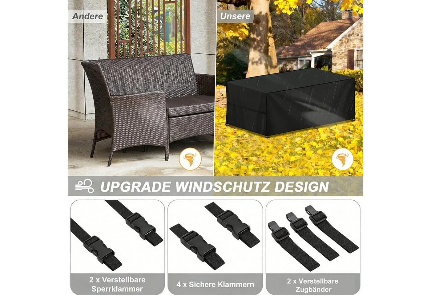 ibettertec Gartenmöbel-Schutzhülle Wasserdicht 420D Oxford - Bild 4
