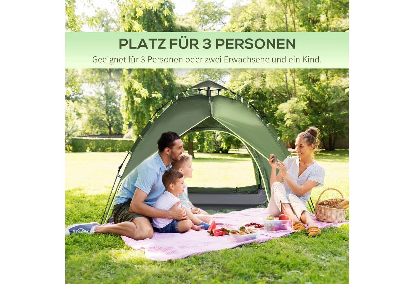 wohnTRAUM24 Kuppelzelt Campingzelt Grün wasserdicht