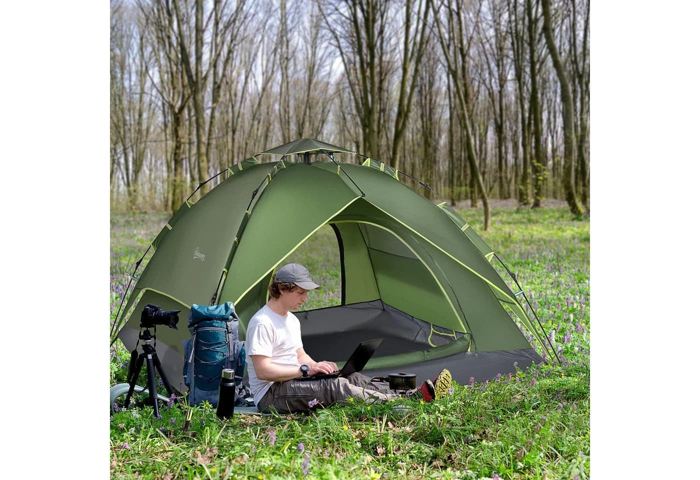 wohnTRAUM24 Kuppelzelt Campingzelt Grün wasserdicht - Bild 3