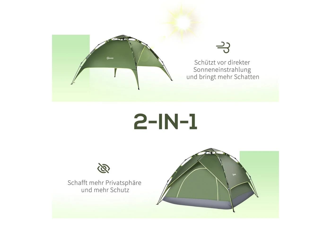 wohnTRAUM24 Kuppelzelt Campingzelt Grün wasserdicht - Bild 4