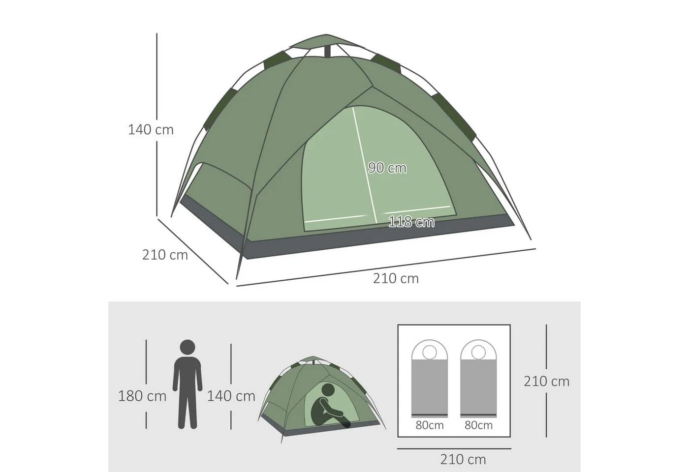 wohnTRAUM24 Kuppelzelt Campingzelt Grün wasserdicht - Bild 5