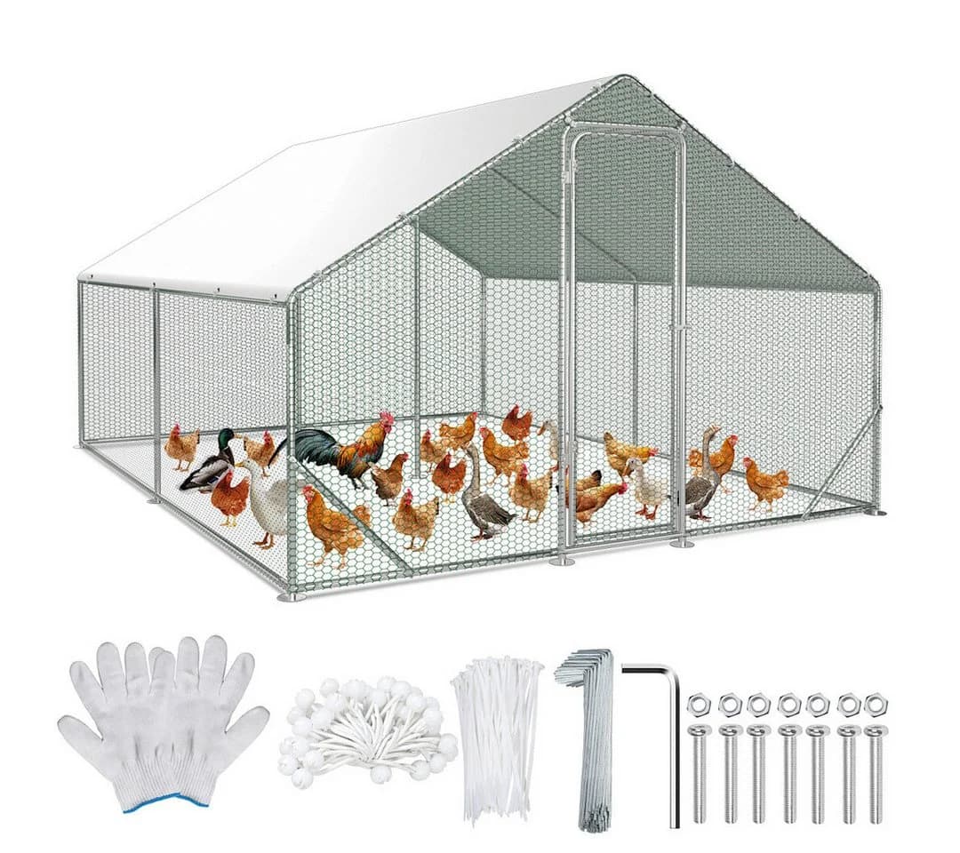 Clanmacy Hühnerstall 3x4x2m Stahl UV-beständige Abdeckung - Bild 2