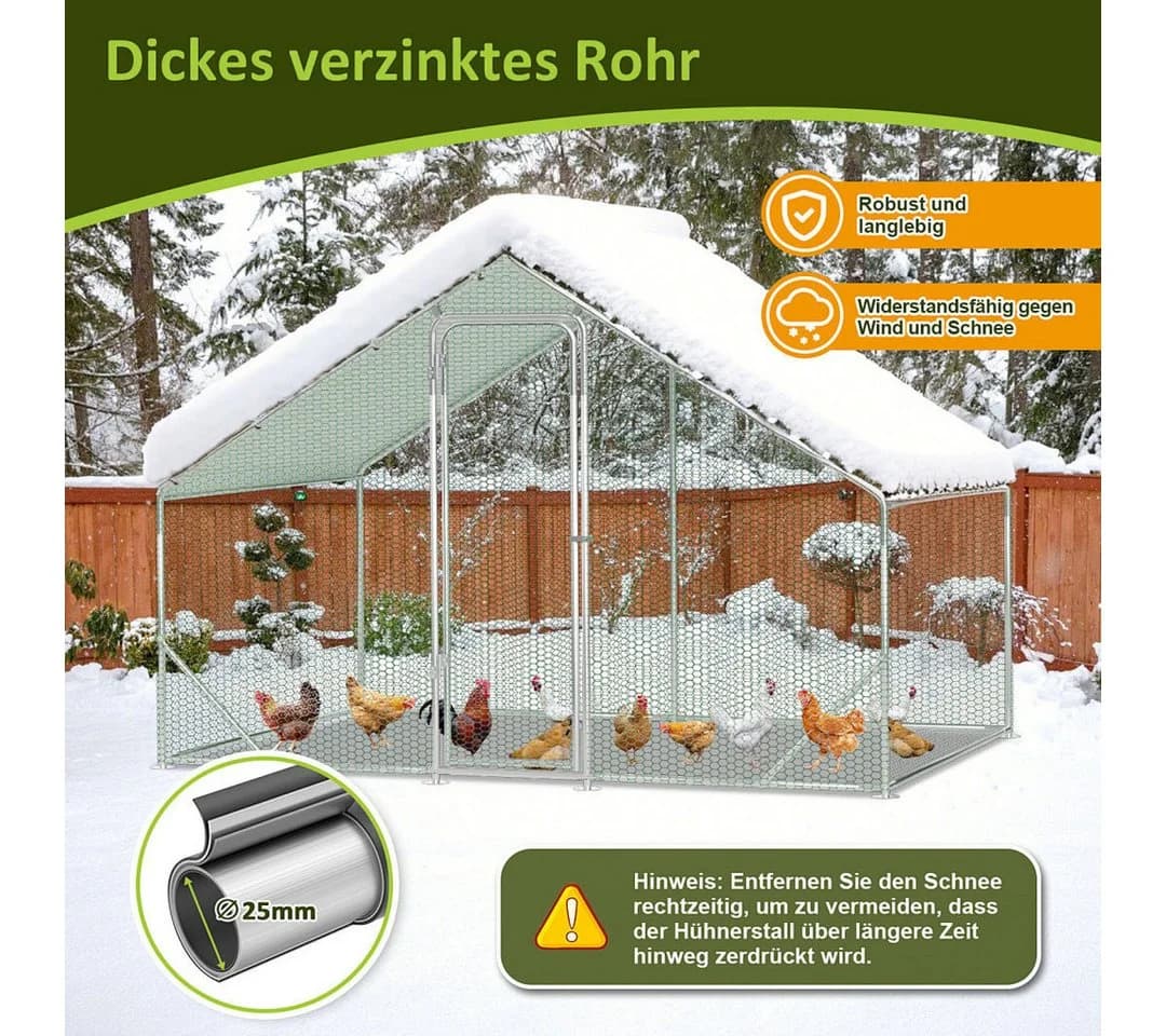 Clanmacy Hühnerstall 3x4x2m Stahl UV-beständige Abdeckung - Bild 3