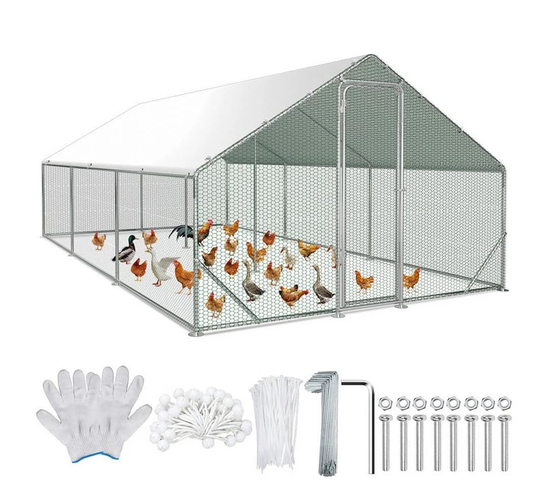 Clanmacy Hühnerstall 3x6x2m Stahl UV-beständiges Dach - Bild 2