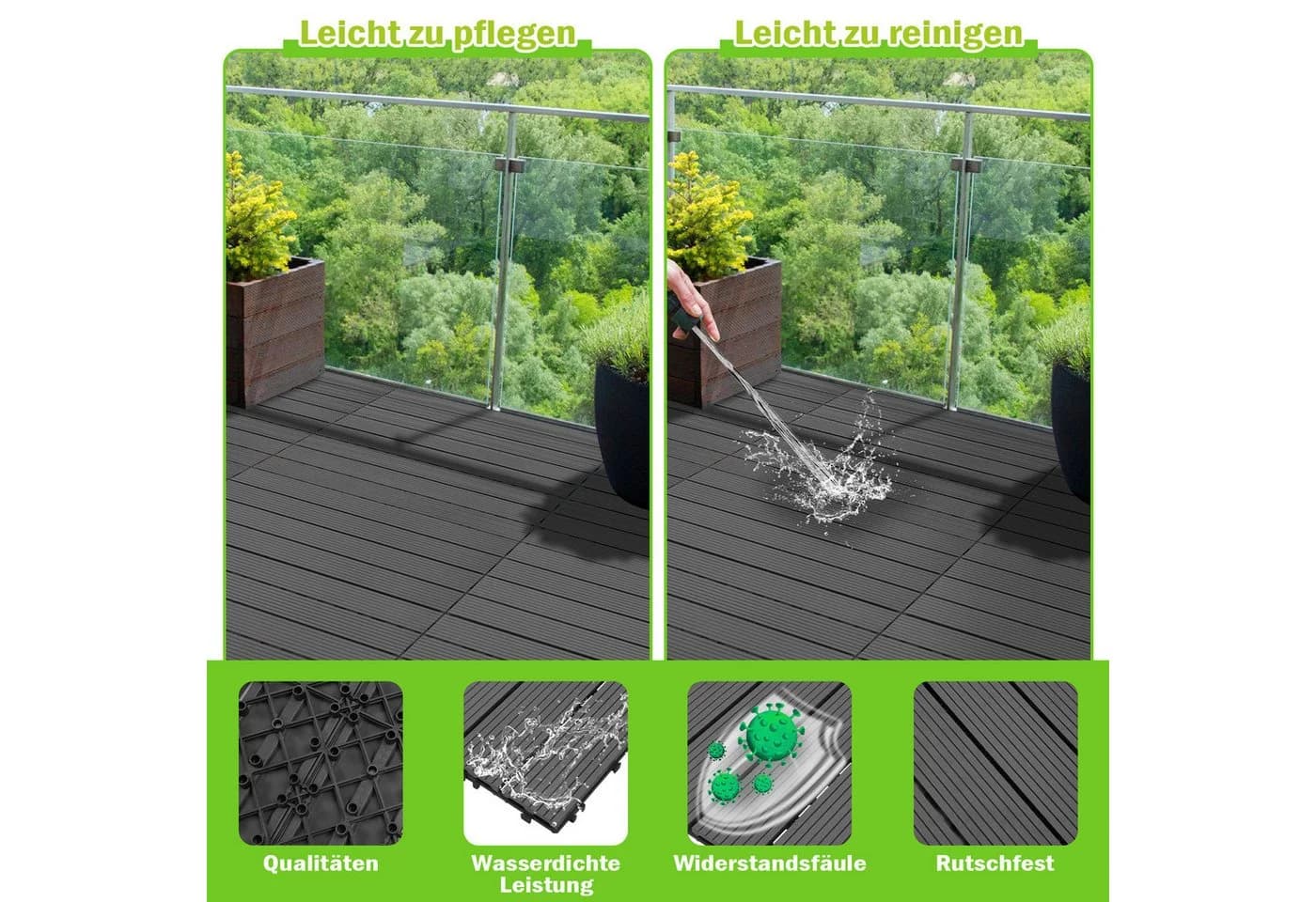Clanmacy Terrassendielen WPC in Holzoptik mit Drainagesystem - Bild 5