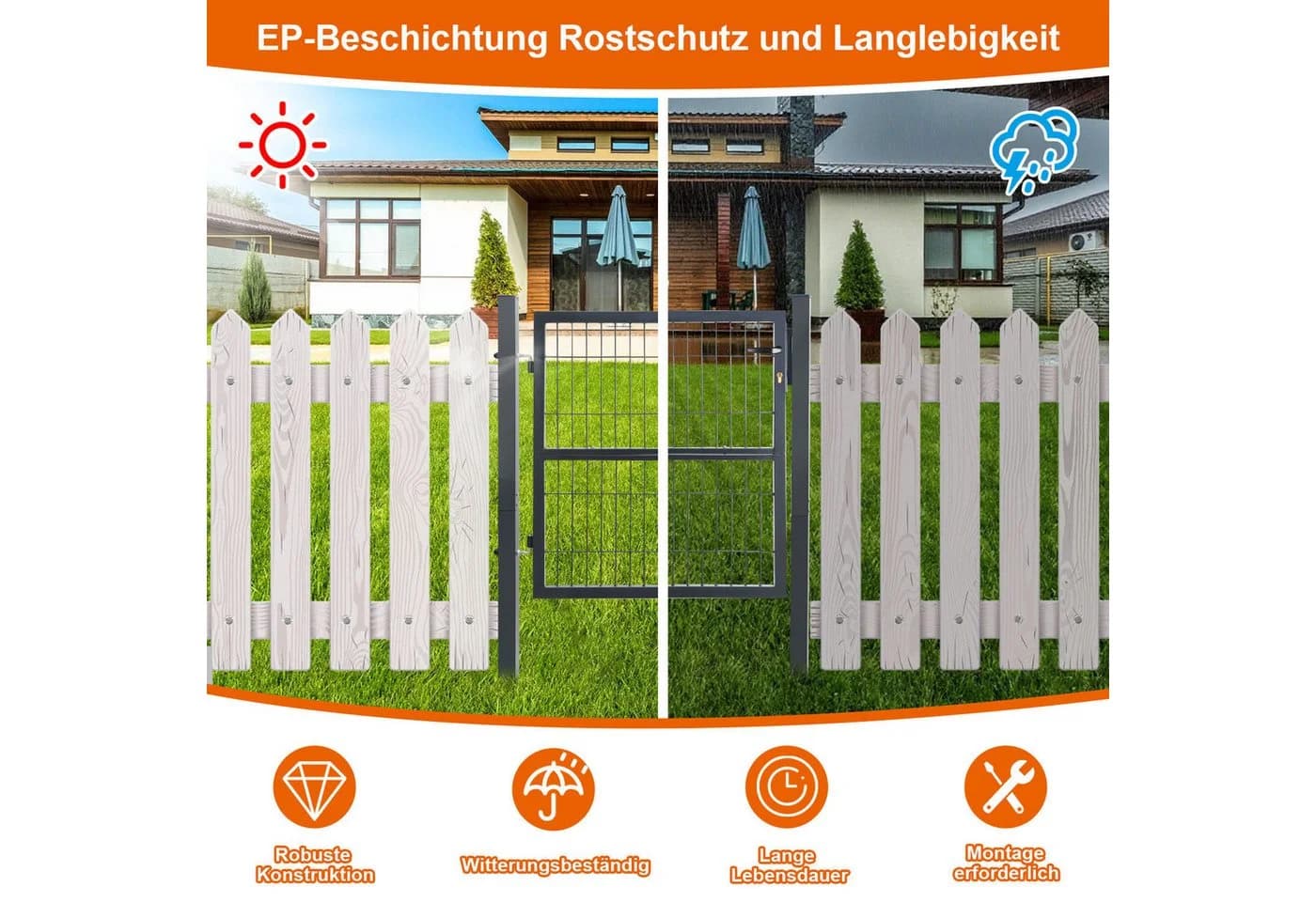 Clanmacy Gartentor 120cm Doppelstabmatten Anthrazit - Bild 5