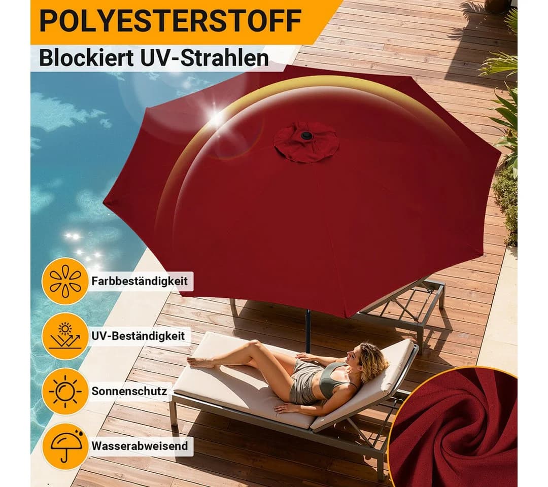 Clanmacy Sonnenschirm 350 cm UV50+ Rot - Bild 3